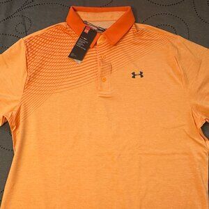 UNDER ARMOUR GOLF HEATGEAR HEATHER ORANGE POLO SHIRT SIZE XL OR L MEN NWT $64.99